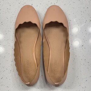 Callisto Scalloped Edge Ballet Flats in Blush Pink